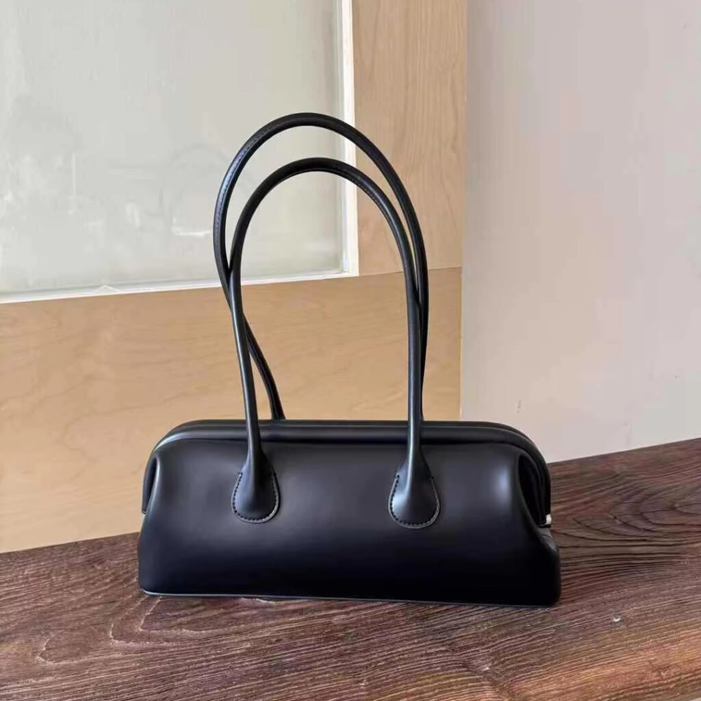 Minimalist Leather Baguette Bag | Long Handle Shoulder Purse