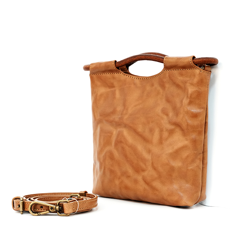 Vintage Soft Leather Bucket Bag – Retro Small Crossbody Shoulder Purse