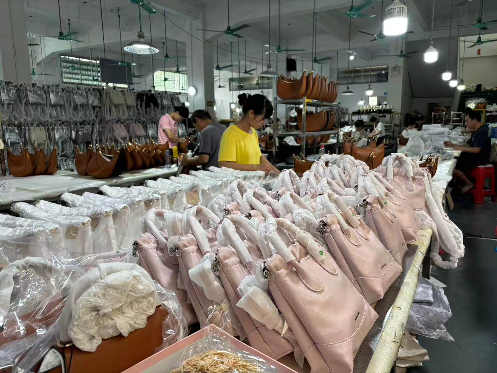 Private Label Leather Bags Manufacturer for Your Brand 1 HongBang Leathers factory workshop for private label leather bag production