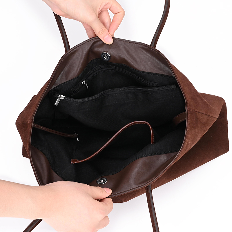 Custom High End Genuine Leather Large Capacity Tote Bag image 4 custom genuine leather tote bag - Custom High End Genuine Leather Large Capacity Tote Bag image 4