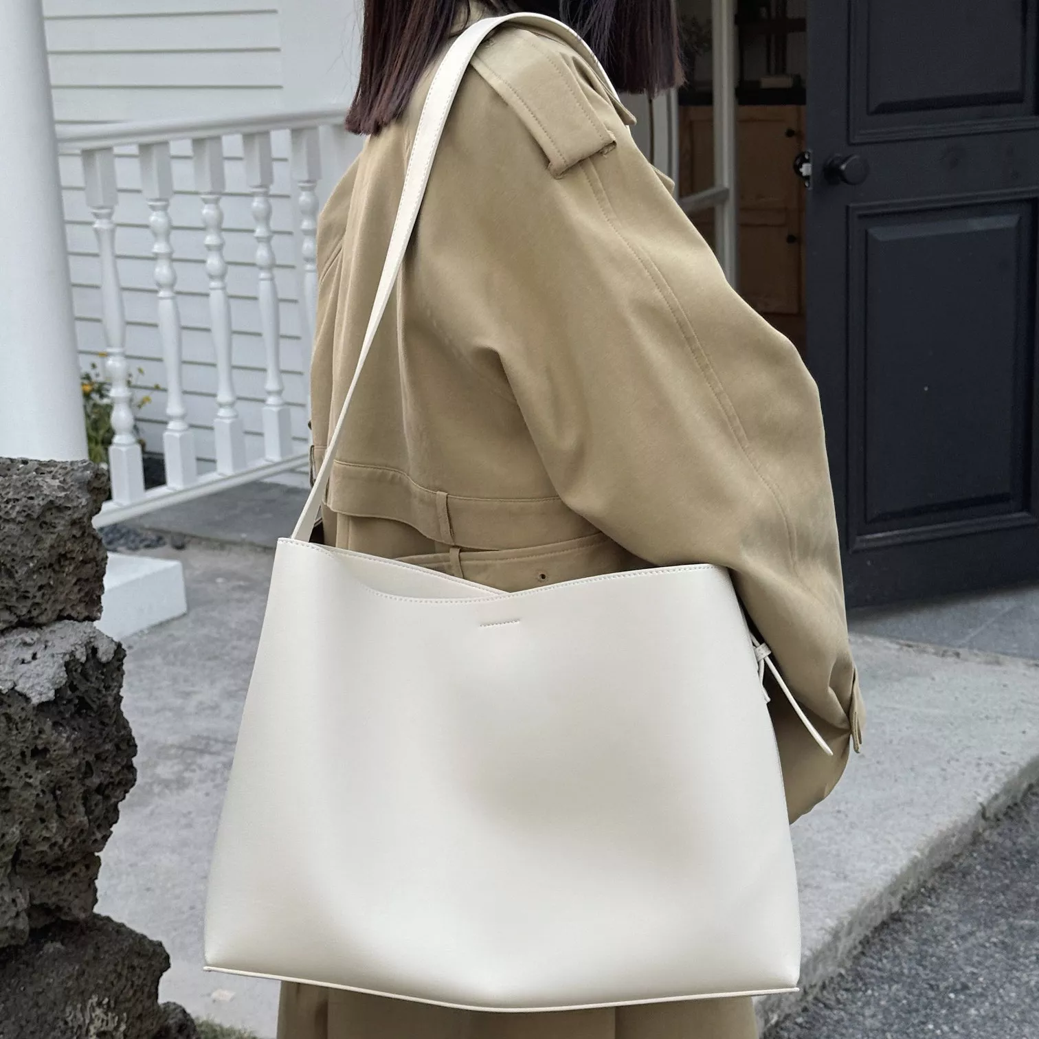 sac fourre-tout minimaliste avec lSac fourre-tout minimaliste avec logo personnalisé avec image de sac intérieur custom logo minimalist tote bag - Custom Logo Minimalist Tote Bag with Inner Bag image 4
