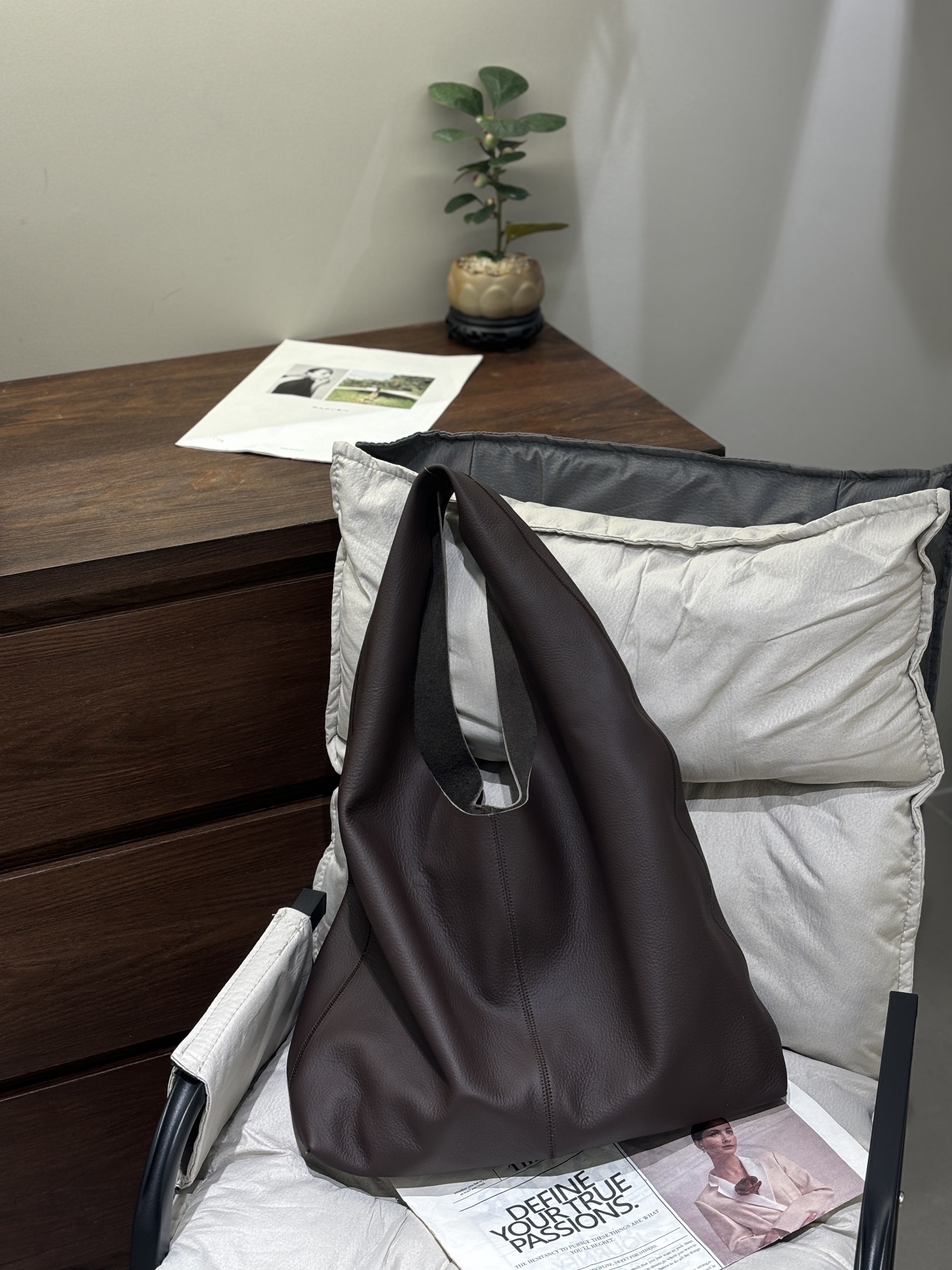 Simple Large Capacity Leather Shoulder Tote Bag with Wallet image 2 large leather shoulder tote bag wholesale OEM ODM product image 2