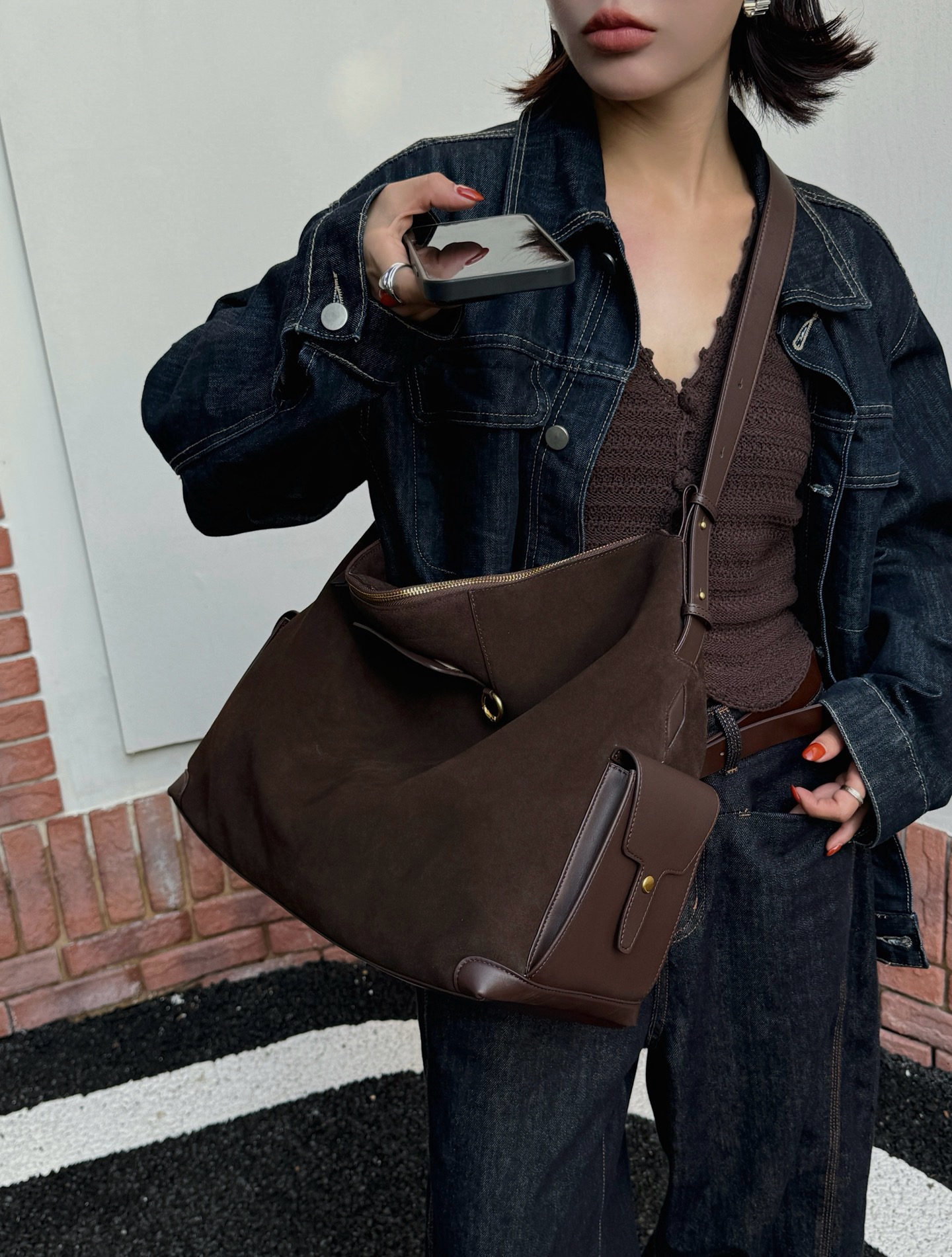 Luxury Suede Leather Shoulder Tote Bag OEM Factory image 6 luxury suede leather shoulder tote bag - Luxury Suede Leather Shoulder Tote Bag OEM Factory image 6