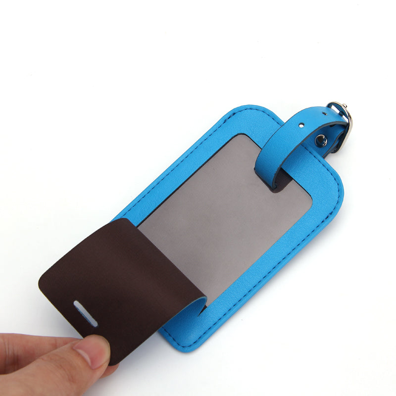 PU Luggage Tags Privacy Protection Travel Bag Labels image 5 PU luggage tag with privacy cover OEM ODM product image 5