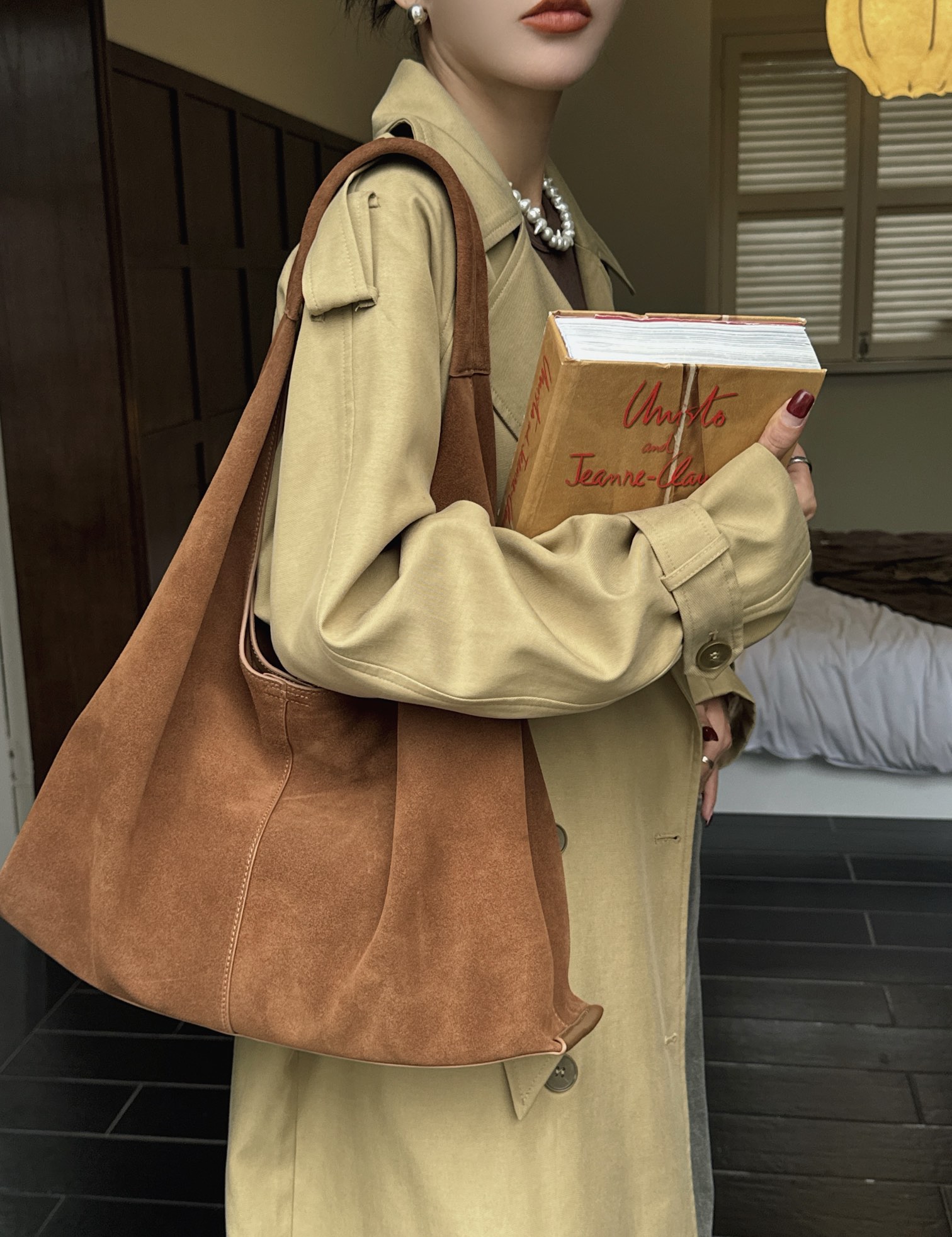 Luxury Suede Tote Bag OEM Women's Shoulder Handbag image 1 suede tote bag manufacturer - Luxury Suede Tote Bag OEM Women's Shoulder Handbag image 1