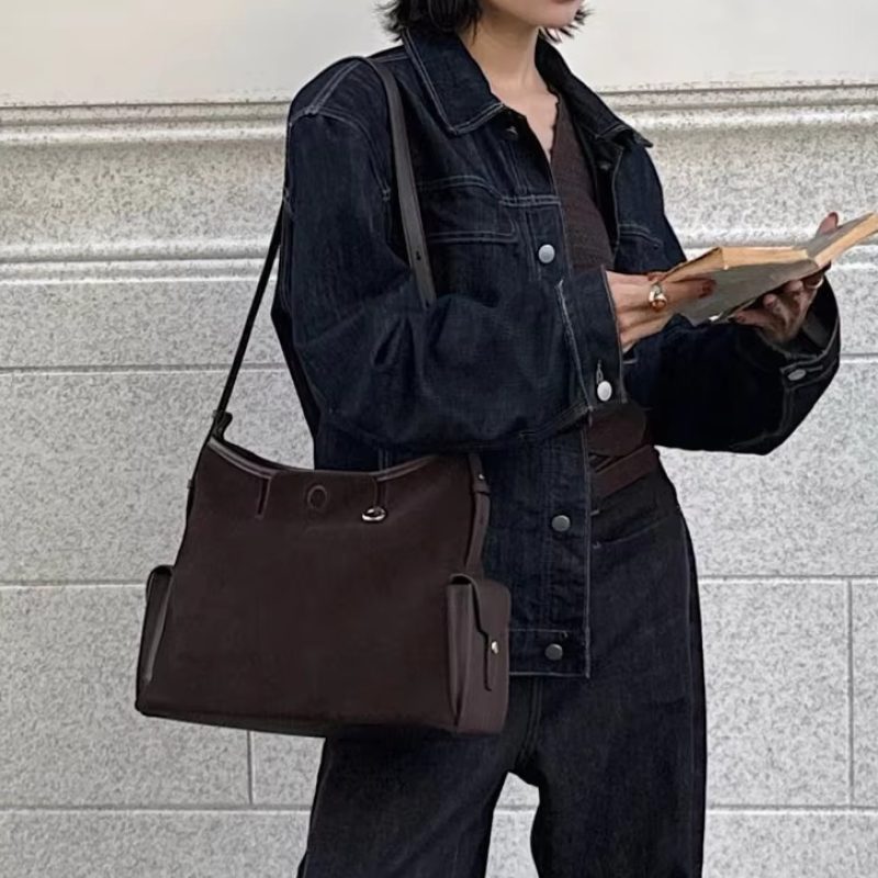 suede leather shoulder tote bag OEM factory OEM ODM product image 1