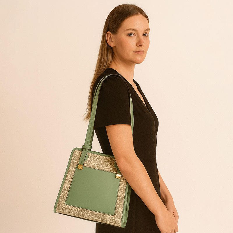 Leather Two-Tone Shoulder Bag