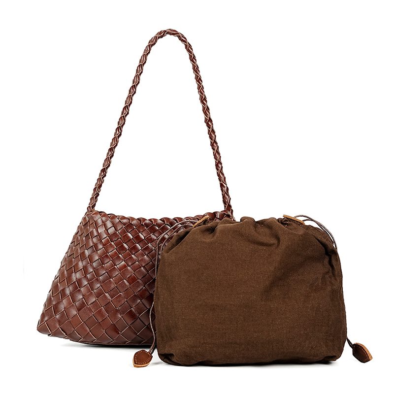 Vintage braided woven leather shoulder bag product image